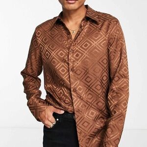 ASOS Design Brown Patterned Shirt